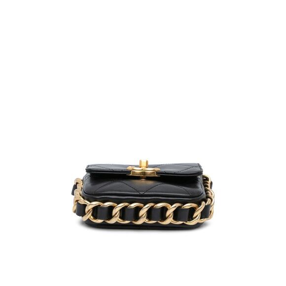 Pre Loved Chanel Mini Quilted Calfskin Framing Chain Flap Women Black Crossbody - Picture 3 of 8